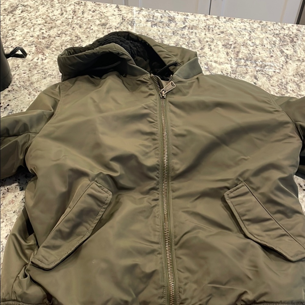 H&M Green Bomber Jacket with Durable Matte Finish
